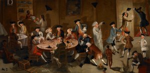 Sea Captains Carousing in Surinam, c.1752-58 (óleo sobre tela de cama) de John Greenwood