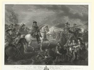 El rey Guillermo III en la batalla del Boyne, 1690 La batalla del Boyne (título sobre el objeto)