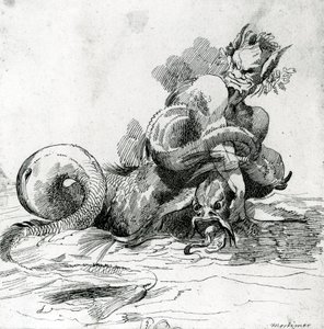 Ilustración de un monstruo marino, siglo XVIII de John Hamilton Mortimer