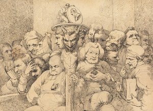Personajes literarios reunidos en torno al medallón de Shakespeare de John Hamilton Mortimer