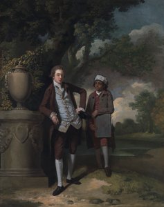 Retrato de un hombre y un asistente llevando una cartera de John Hamilton Mortimer
