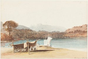 Picnic bajo refugio junto al Lago Windermere, 1822 de John Harden