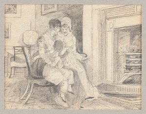 Tres junto al fuego, con John W de 3 años, 1812 de John Harden
