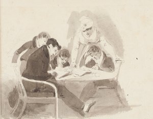 Dos niños haciendo la tarea, 1811