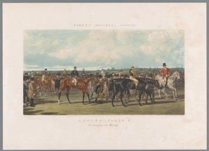 Regreso después de la carrera de caballos. Carreras - Lámina 4. Volviendo a Pesar (título sobre objeto) Deportes nacionales de Fores (título de la serie) Deportes nacionales de Fore (título de la serie) de John Harris