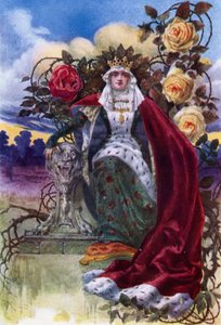 Una reina de rosas (litografia en color) de John Harris Valda