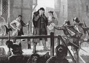 El indulto de Griffenfeldt en el cadalso (litografía) de John Harris Valda