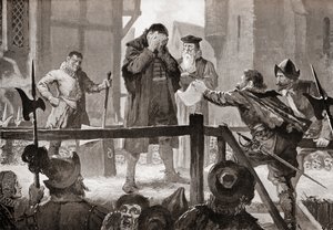 El indulto de Griffenfeldt en el patíbulo, según el cuadro de John Harris Valda, de la Historia de las Naciones de Hutchinson, pub.1915. de John Harris Valda