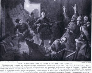 Cómo el sargento actuante W Swan capturó a cinco alemanes en Givenchy enero 1915