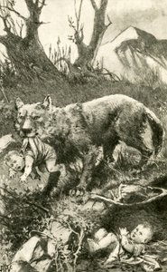 Rómulo y Remo siendo cuidados por la loba de John Harris Valda