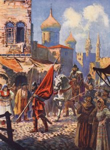 El regreso de Iván el Terrible a Moscú tras la conquista de Kazán (litografía en color) de John Harris Valda