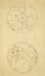El movimiento de H.4, un cronómetro de longitud diseñado y dibujado por John Harrison, c.1760-72