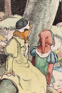 The Babes in the Wood, c.1900 (acuarela, pluma y tinta sobre papel) (detalle de 244428) de John Hassall