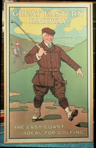 La costa este: Ideal para jugar al golf. Cartel del Great Eastern Railway de John Hassall