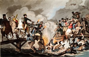 Napoleón I y el ejército francés cruzando el Berezina en noviembre de 1812