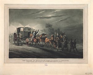La captura del carruaje, papeles y tesoro de Bonaparte por el Mayor Von Keller, 1816