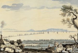 Vista de la bahía y el puerto de Dublín, colina de Howth de John Henry Campbell