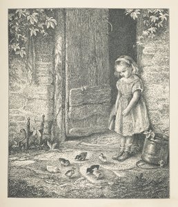 Placa 20. Una niña y pollitos, de 