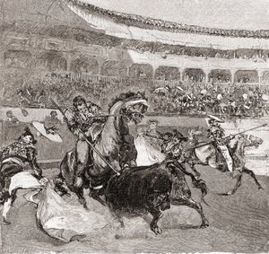 Una corrida de toros en Sevilla, España, de «The Century Illustrated Monthly Magazine», publicada en 1884 (grabado en madera). de John Henry Ellsworth Whitney