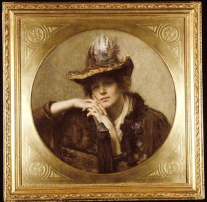 Mujer con Sombrero de Pluma de Pavo Real de John Henry Henshall