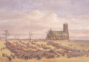 Entierro de las víctimas del desastre de la mina Hartley en el cementerio de Earsdon, 26 de enero de 1862 de John Henry Leonard
