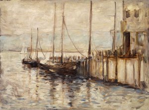 Barco de pesca en un puerto de John Henry Twachtman
