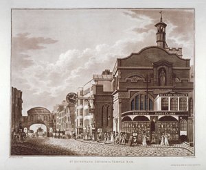 Fleet Street desde St Dunstan en el Oeste hasta Temple Bar, Ciudad de Londres, 1802 de John Hickin