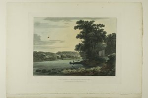 Vista sobre las cataratas de Schuylkill, lámina tres del primer número de Picturesque Views of American Scenery de John Hill