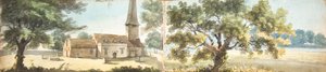 Antigua iglesia de Eltham y un roble, Kent (acuarela) de John Inigo Richards