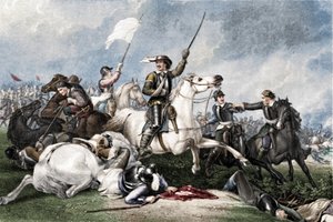 Cromwell en la Batalla de Marston Moor, 1886 de John J Crew