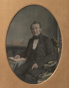 Hombre Sentado Señalando un Pasaje en un Libro Abierto, 1850s