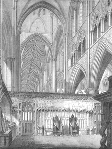 La nave, Abadía de Westminster, vista al oeste desde la Capilla de San Eduardo, 1845