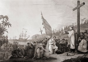 Colón desembarca en el Nuevo Mundo de John James (after) Barralet