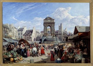 El mercado y la Fuente de los Inocentes en París de John James Chalon