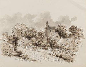 Iglesia y pueblo de Kewstoke, Weston Super Mare, Somerset, 1882
