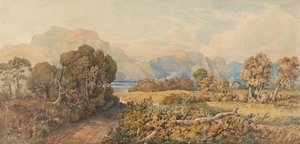 Paisaje con río y montañas de John Joseph Cotman