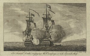 Sir Francis Drake aborda el "Cacafuego", un rico barco español de John June