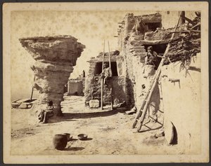 Roca de la danza en el poblado de Walpi, Arizona de John K. Hillers