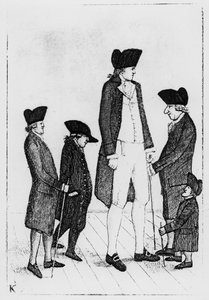 Byrne, el gigante irlandés, Sr. Watson, Sr. McGowan, Sr. Fairholme y Geordie Cranstoun, 1784 de John Kay