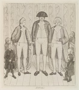 Charles Byrne; James Burnett, Lord Monboddo; William Richardson; John Bell; Baillie Kyd por John Kay de John Kay
