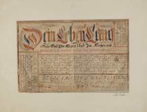 Escritura Iluminada Fractur, c. 1937 de John Koehl