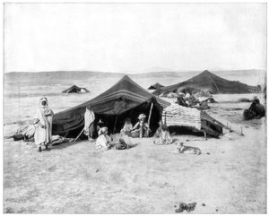 Campamento de caravanas, desierto del Sahara, finales del siglo XIX