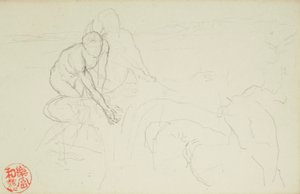 Aquiles y Janto, de La Farge folios #849 y #860, uno de 42 dibujos de John La Farge