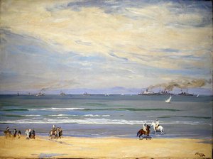 Cañoneras francesas, bahía de Tánger de John Lavery