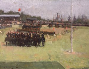 El paseo musical de los 15º Húsares durante el torneo militar en la Exposición Internacional de Glasgow 1888 de John Lavery
