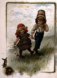 Jack y Jill, de un libro ilustrado de rimas infantiles de John Lawson