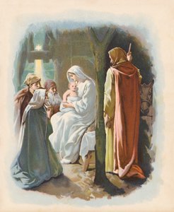 La visita de los Reyes Magos (litografía en color) de John Lawson