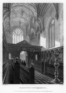 Capilla del Colegio Brasenose, Universidad de Oxford, 1835 de John Le Keux