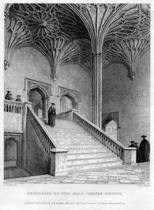 Escalera al salón, Christ Church, Universidad de Oxford, 1833 de John Le Keux