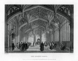 La Escuela de Divinidad, Oxford, 1837 de John Le Keux
